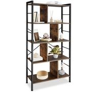 Bibliothèque - TECTAKE - Étagère sur 4 niveaux CHARLESTON avec 8 compartiments en bois et acier 75,5 x 30 x 155 cm - Bois foncé