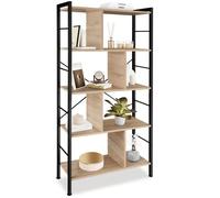 Bibliothèque - TECTAKE - Étagère sur 4 niveaux CHARLESTON avec 8 compartiments en bois et acier 75,5 x 30 x 155 cm - Bois clair