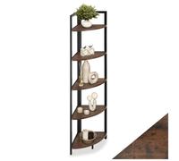 Bibliothèque Tectake Etagère d'angle Castlebar 30 x 30 x 150 cm - Bois foncé industriel, rustique