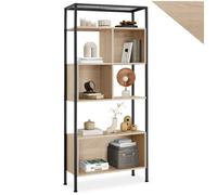 Bibliothèque - TECTAKE - Étagère sur 5 niveaux HASTINGS avec 3 compartiments en bois et acier 75 x 31 x 170,5 cm - Bois clair