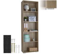 Bibliothèque - TECTAKE - Étagère sur 5 niveaux LEXI en MDF 60 x 30 x 190 cm - Marron chêne