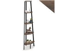 Bibliothèque Tectake Etagère d'angle Portland 34x34x158,5cm - Bois foncé industriel, rustique