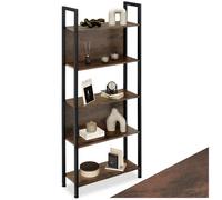 Bibliothèque - TECTAKE - Étagère sur 5 niveaux WESTPORT avec 2 parois arrières en bois et acier 62 x 24 x 165,5 cm - Bois foncé