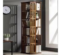 Bibliothèque, tour de bibliothèque rotative à 360° en bambou à 5/6 niveaux - Étagère d'angle pratique et polyvalente pour chambre à coucher, salon, étagère à livres étroite avec design rotatif