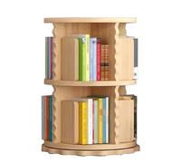 Bibliothèque Tournante en Bois Massif Étagère Multicouche Étagère pour Enfants Étagère pour Livres D'images pour Enfants Étagère pour Magazines Rotative À 360° (S : 50.5x50.5x66cm)