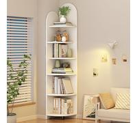 Bibliothèque triangulaire multicouche en bois massif noir avec design en arc, petite étagère compacte pour espaces limités - Option de couleur blanche