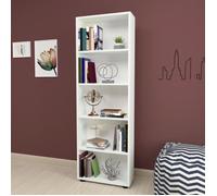 [en.casa] Bibliothèque Design Étagère Autoportante à 5 Niveaux Meuble de Rangement Panneau de Particules 172 x 55 x 20 cm Blanc