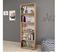 [en.casa] Bibliothèque Design Étagère Autoportante à 5 Niveaux Meuble de Rangement Panneau de Particules 172 x 55 x 20 cm Effet Chêne