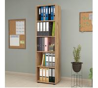Bibliothèque Vara à 5 niveaux 178 x 49 x 30 cm effet chêne