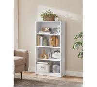 VASAGLE Bibliothèque, Étagère sur 4 Niveaux, Meuble de Rangement Ouvert, Étagère, 24 x 60 x 121,5 cm, pour Salon, Bureau, Salle à Manger, Blanc Nuage LBC107T14