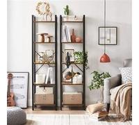 VASAGLE Étagère de Rangement 5 Niveaux, Bibliothèque, Cadre en Acier, Étagère sur Pieds pour Salon, Chambre, Bureau, 30 x 39,6 x 154 cm, Style Industriel, Marron Rustique et Noir d'encre LLS100B01