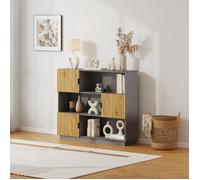 Bibliothèque Verhundar 102 x 120 x 30 cm gris effet bois [en.casa]