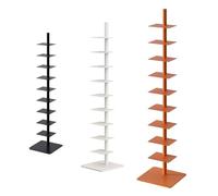 Bibliothèque verticale à 9 niveaux en métal pour petits espaces, grande et étroite, bibliothèque d'angle polyvalente, idéale pour la maison ou le bureau (orange)