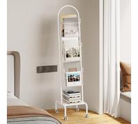 Bibliothèque Verticale, Meuble De Rangement, Rotatif Étagère À Livres sur Pied À 4 Niveaux en Métal, Étagère Fine pour Bureau À La Moderne Et Simple