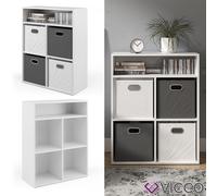 Vicco Bibliothèque, Blanc, 72x90.2cm | 4 compartiments, pour le rangement et l’organisation des supports et accessoires