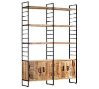 vidaXL Bibliothèque en bois de manguier brut – Marron laqué – 4 niveaux, 6 étagères