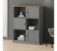 vidaXL Bibliothèque Vigo - Bois massif de pin 90×35×114,5 cm - Gris