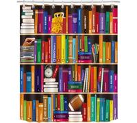 Bibliothèque Vintage Rideau de Douche 240x200 cm Anti Moisissure 3D Décoration Intérieure Rideaux de Baignoire Tissu Lavable Imperméable Polyester pour Rideau Douche Salle avec 12 Crochets b.911