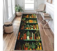 Bibliothèque Vintage Tapis de Couloir Rétro Bibliothèque Tapis de Couloir Long 50 x 150 cm Passage Antidérapant Lavable en Machine D'entrée Chambre Salon Descente de Lit Poil Ras Rug gU&O275