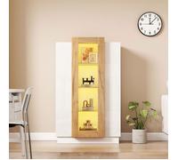 Bibliothèque Vitrine 120cm de Haut | Meuble de Rangement Blanc et Bois | avec Éclairage LED RGB Contrôlé par Smartphone