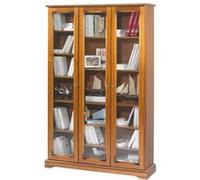 Bibliothèque Vitrine 3 Portes Vitrées Merisier 12 Niches L 120.6 H 182.2 P 33 cm - L 120.6 x l 33 x H 182.2 cm marron G