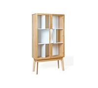 Bibliothèque Vitrine "Avon" 165cm Chêne & Blanc