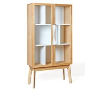 Bibliothèque Vitrine "Avon" 165cm Chêne & Blanc