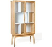 Bibliothèque Vitrine "Avon" 165cm Chêne & Blanc