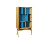 Bibliothèque Vitrine "Avon" 165cm Chêne & Bleu