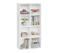 Bibliothèque WOLTU - 8 Compartiments - Rangement Bureau - MDF Blanc