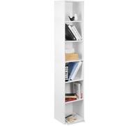 WOLTU Bibliothèque, Meuble de Rangement, Colonne Semi-Ouvert à 6 Compartiments en Panneaux de Particules pour Bureau Salon Salle d'Étude, 30x24x158,5 cm Blanc SK003ws6
