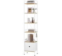 Bibliothèque WOLTU - Étagère Colonne avec 1 Tiroir - 40x30x187cm - Chêne Clair+Blanc W0ITT5088