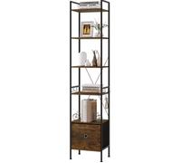 Bibliothèque WOLTU - Étagère Colonne avec 1 Tiroir - 40x30x187cm - Marron Rustique+Noir W0ITT5087