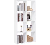 Bibliothèque WOLTU, Étagère Rangement 4 Niveaux - 8 Compartiments Ouverts - Bois d’Ingénierie - Blanc W0ITT5014