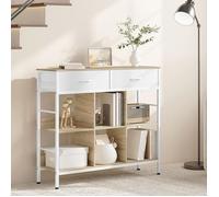Bibliothèque WOLTU - étagère sur pied avec 2 tiroirs - pour salon, chambre - Chêne Clair+Blanc W0ITT5084