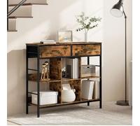 Bibliothèque WOLTU - étagère sur pied avec 2 tiroirs - pour salon, chambre - Marron rustique+Noir W0ITT5083