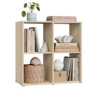 Bibliothèque WOLTU - Meuble 4 Cubes en Bois - Étagère Rangement - Chêne Clair W0ATT0907