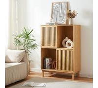 Bibliothèque 'Ypäjä' avec 2 portes coulissantes et 4 étagères 120 x 84 x 39 cm Bambou