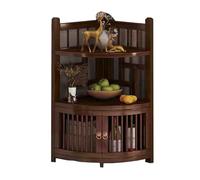 Bibliothèques d'angle, Étagères À 3 À 6 Niveaux, Étagère d'angle en Bambou, Étagère en L avec Porte D'armoire, for Cuisine, Bureau, Salon(3 Tiers)