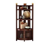 Bibliothèques d'angle, Étagères d'angle À 3-6 Niveaux, Étagères en L, Étagère en Bambou avec Porte D'armoire, for Cuisine, Bureau, Salon(4 Tiers)