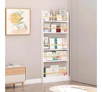 Bibliothèques de Sol présentoirs Minces 10 cm,étagère en Bois Massif,Organisateur de Livres,étagère de Rangement Murale pour Chambre, Salon, Chambre d'Enfants, Bureau(Color:Blanc,Size:120x10x145cm)