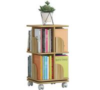 Bibliothèques pour enfants en bois, étagère rotative au sol, bibliothèque mobile pour enfants, étagère de rangement pour étudiants, support de livre d'images de grande capacité (couleur : beige