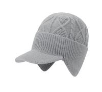 BIBOKAOKE Bonnet d'hiver avec bord et cache-oreilles pour femmes et hommes - Casquette de baseball coupe-vent doublée en polaire - Bonnet de baseball doux à enfiler - Bonnet thermique épais et chaud