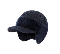 BIBOKAOKE Bonnet d'hiver avec bord et cache-oreilles pour femmes et hommes - Casquette de baseball doublée en polaire - Bonnet épais et chaud - Bonnet doux à enfiler - Bonnet thermique d'extérieur