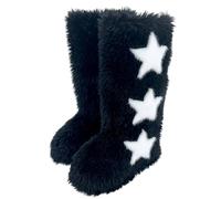 BIBOKAOKE Bottes d'hiver en fourrure synthétique pour femme - Confortables - En peluche - Chaussures plates - Bout rond - En daim - Décorées avec amour - Pour l'intérieur et l'extérieur, Style X01