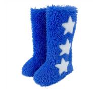 BIBOKAOKE Bottes d'hiver en fourrure synthétique pour femme - Confortables - En peluche - Chaussures plates - Chaudes - Bout rond - En daim - Décorées avec amour - Pour l'intérieur et l'extérieur