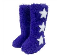 BIBOKAOKE Bottes d'hiver en fourrure synthétique pour femme - Confortables - En peluche - Chaussures plates - Bout rond - En daim - Décorées avec amour - Pour l'intérieur et l'extérieur, Style X06