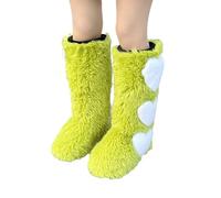 BIBOKAOKE Bottes en fourrure synthétique pour femme - Bout rond chaud - En daim - Décorées avec amour - Confortables - En peluche - Pour l'intérieur et l'extérieur, Style G03 Vert, 37 EU