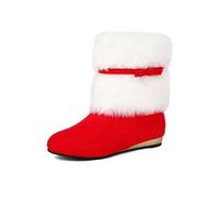 BIBOKAOKE Bottines pour femme - En peluche - Pour Noël, l'automne et l'hiver - Bottes de neige - Bottes d'hiver en daim - Bottines à enfiler - Bottines courtes élégantes pour femme, Style N02 Rouge