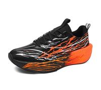 BIBOKAOKE Chaussures de course pour homme avec design flammes - Chaussures de sport avec surface respirante - Baskets légères et coupées pour le sport et la vie quotidienne en été, Style T01 Noir, 38
